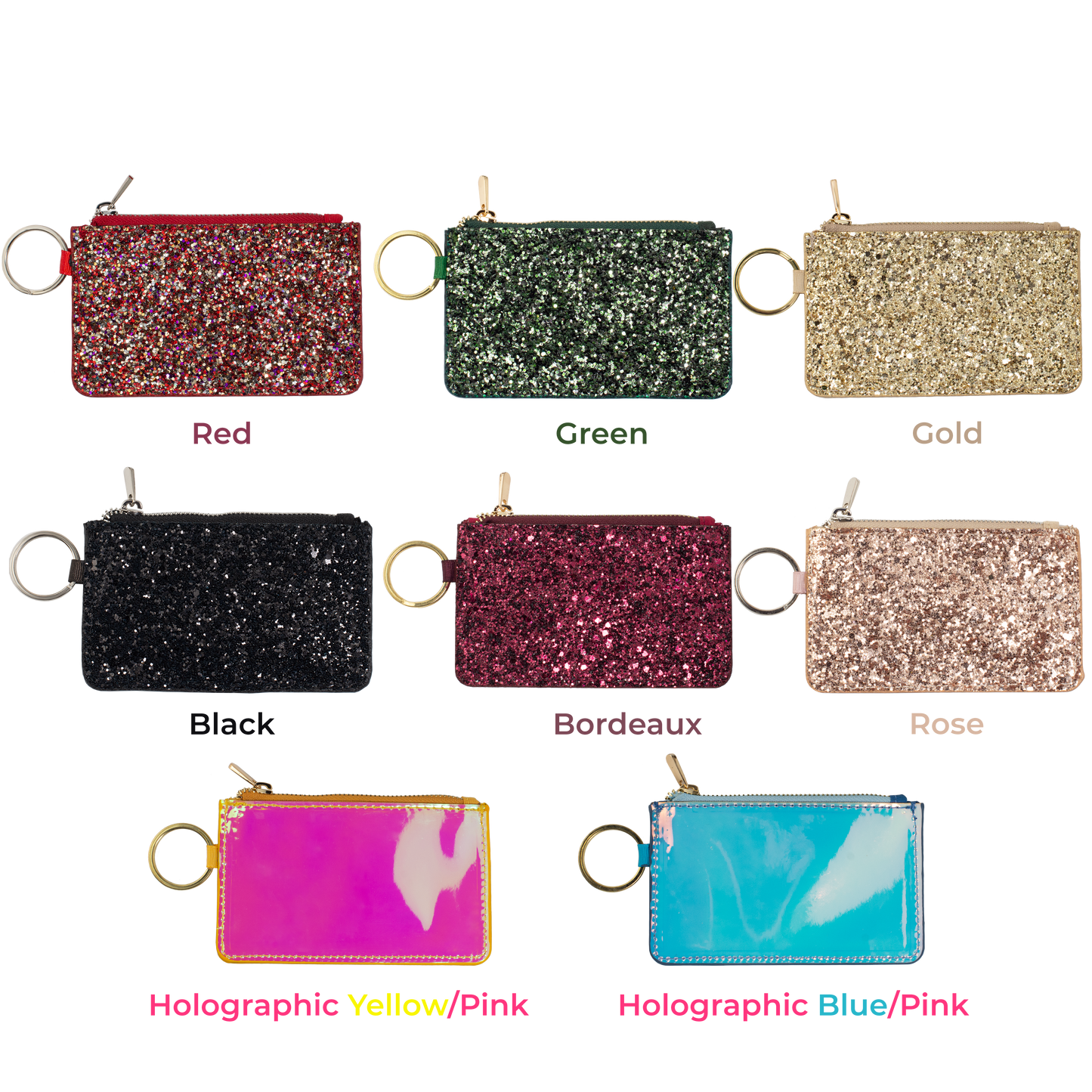 Red Glitter ID Wallet, Lanyard Wallets for Women, Bling ID Badge Holder, Sparkly Purses, Bling Keychain, Sparkle Purse, Coin Pouches