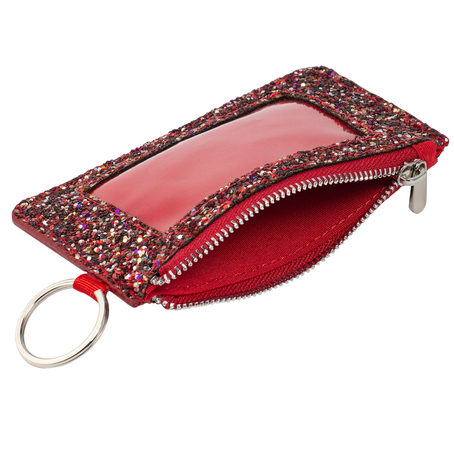 Red Glitter ID Wallet, Lanyard Wallets for Women, Bling ID Badge Holder, Sparkly Purses, Bling Keychain, Sparkle Purse, Coin Pouches