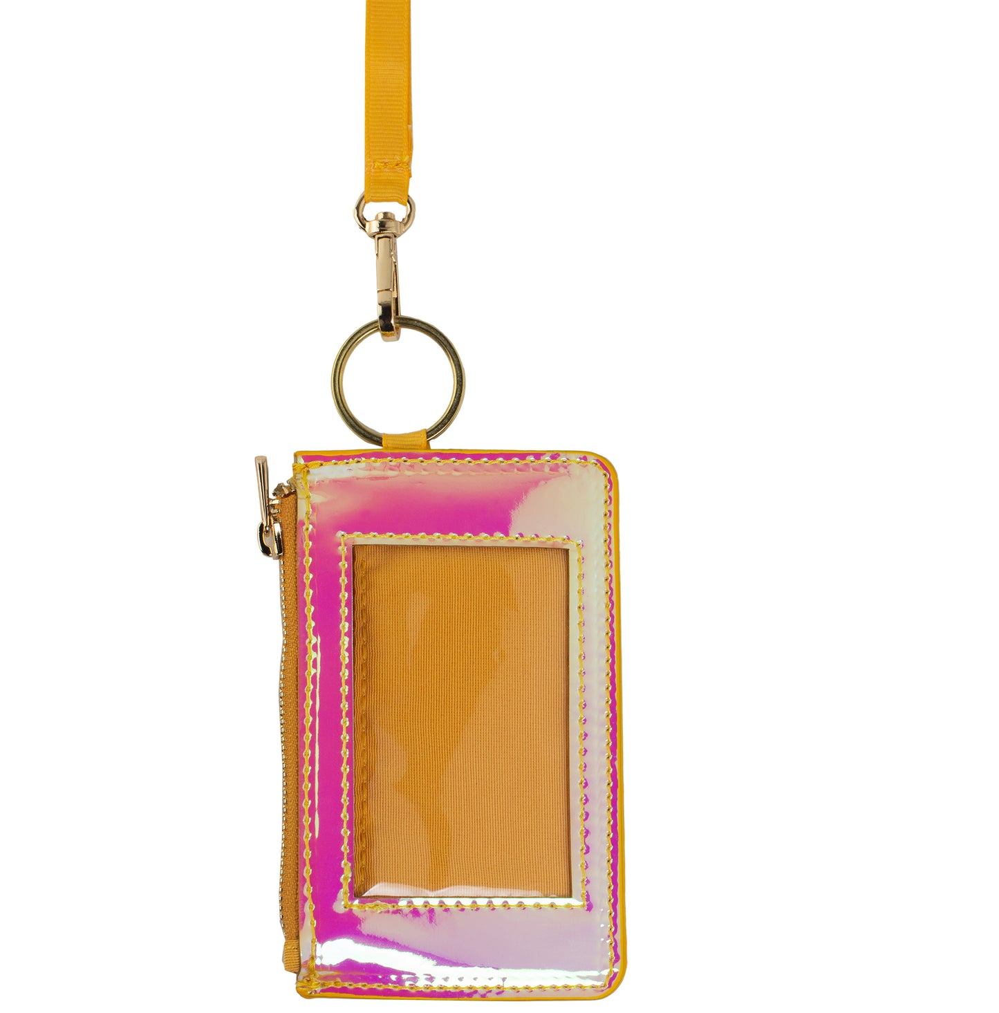 Keychain Wallet for Teenagers Lanyard with Holder Hologram Neon Fashion Yellow/Pink